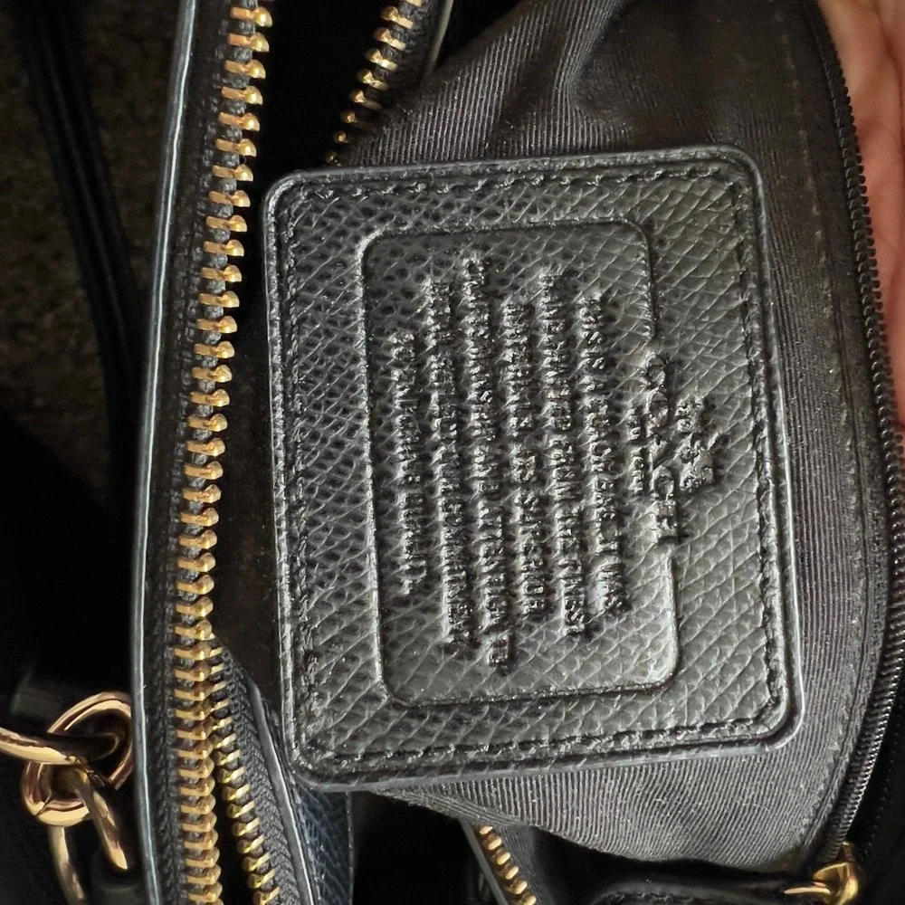 Coach Large Christie Carryall Black Crossgrain Leather Satchel Shoulder Bag Gold